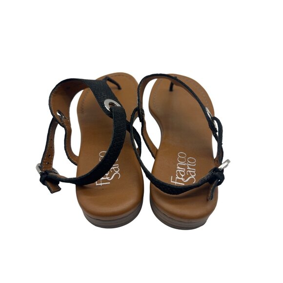 Franco Sarto Women's Goldy Embossed T-strap Sandals Black Size 7 - Picture 4 of 7